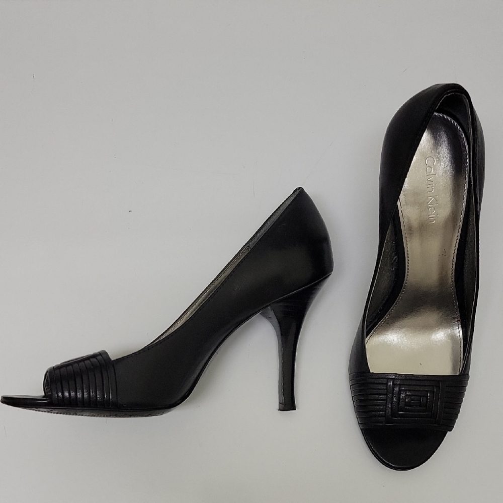 Calvin Klein Black Open Toe Heels